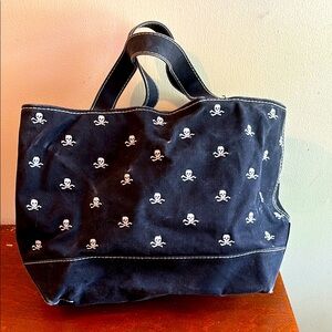 Black Tote Bag with Skull Pattern